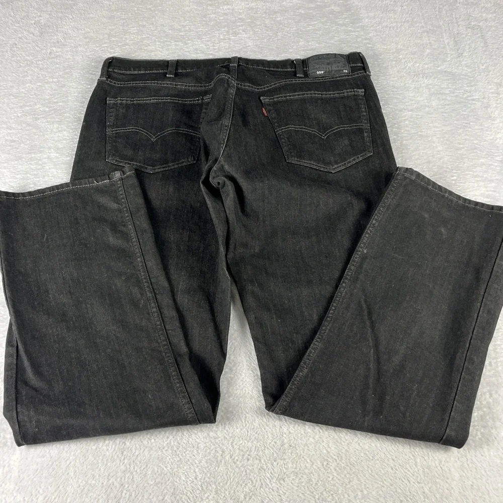 Levis 559 Relaxed Mens Size 38x36 Straight Leg Denim Dark Wash Black Jeans